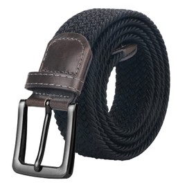 maikun Men's Casual Belt, Large Size, Rubber, Mesh Belt, Fashionable, Father's Day, Christmas Gift, 7 Colors Available, black
