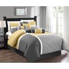 Chezmoi Collection Upland 7-Piece Quilted Patchwork Comforter Set, Yellow/Charcoal/Gray, Full