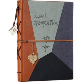 Scrap Book Leather Photo Album Family Scrapbook Memory Photo Book 60 Pages, Mothers Day Gift for Mom Mother Scrapbook/Anniversary/Valentines Gifts (Gray) - Color: Rose Blue