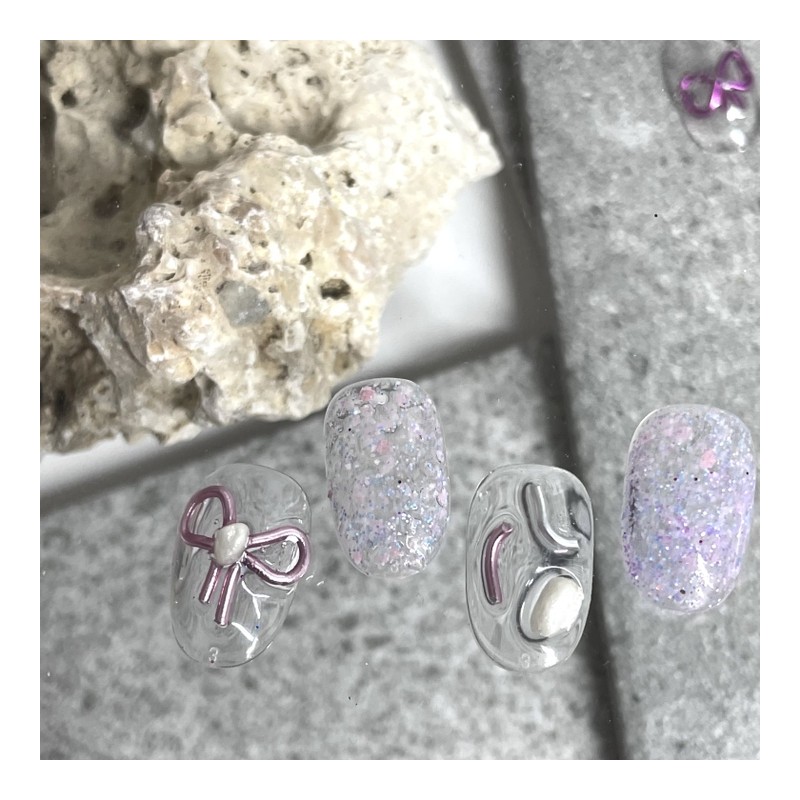 ˡᴬᴺᵀᶤˡ Pink Ribbon Handmade Nail Tip - Short Oval /