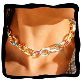 CLOACE Colorful Chunky Choker Necklace Cuban Link Necklaces Thick Necklace Jewelry for Women