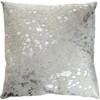 ecowhides Cowhide Pillow Case, 15” x 15” Silver Metallic Genuine