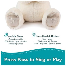 GUND Animated Goodnight Prayer Bear, Spiritual Plush Teddy Bear, Sensory Toy Stuffed Animal for Ages 0 and Up, Cream, 11"