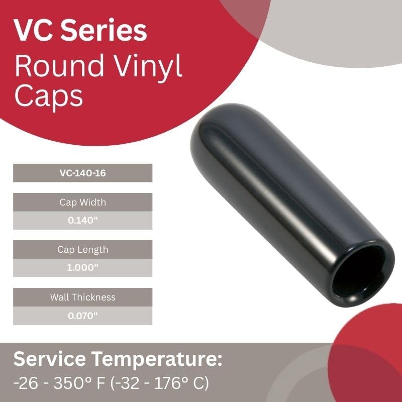 Caplugs VC-140-16 VC Series – Plastic Round Cap, 100 Pack,