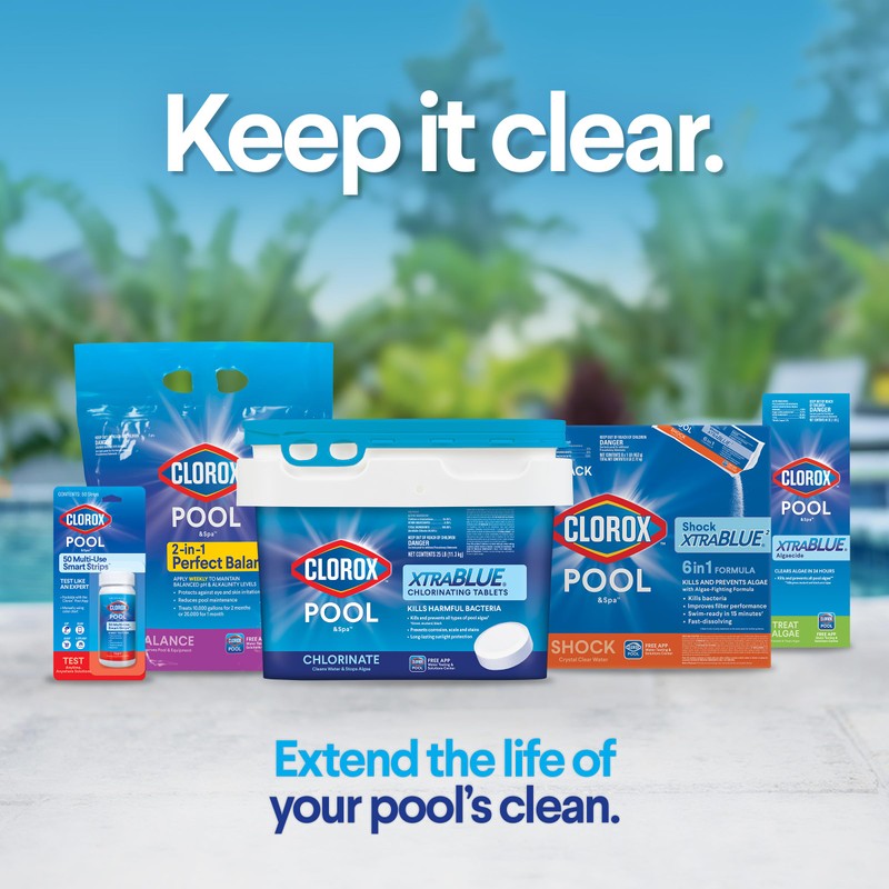 Clorox® Pool&Spa™ XtraBlue 1” Swimming Pool Chlorinating Tablets, Kills Bacteria