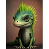 PUAGEMTI Diamond Painting Kits for Adults, Green Smiling Lizard 5D