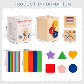 FMSKS Montessori Toy from 3 4 5 Years, Wooden Toy Baby, Children's Colour Shape Sorting Game, Sensory Toy, Stacking Game from 3 Years, Motor Skills Toy, Birthday Girls Boys 3 Years