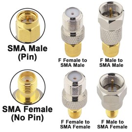 Boobrie F to SMA/RP-SMA Kit 6 Pieces Type F to SMA and RP SMA Set SMA to RG6 Adapter, Coaxial Male from Female to Female Coaxial Male Female to Male for WiFi/Radio/TV Antenna/FPV Drone Cable