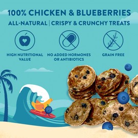 Wholesome Hound Just Chicken & Blueberry Chips | Two Premium Ingredient & Healthy Dog Treats Rich in Antioxidants | All Natural Canine Rewards | All Breed Sizes Dog Training Treats | Made in USA - 3oz