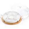 yarlung Ceramic Divided Serving Dishes Platter with Clear Lid, 11