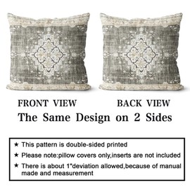 Snycler Boho Throw Pillow Covers 26x26 inch Set of 2 Bohemian Carpet Throw Pillows for Couch Beige&Grey Decorative Pillow Cases Farmhouse Home Decor for Sofa Porch Patio Bed Room Outdoor