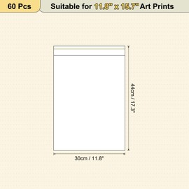 sourcing map 17.3"x 11.8" Acid-Free Picture Sleeve, 60 Pack Crystal Clear Photo Sleeves Storage Bags Transparent Sealing Bag for 11.8"x 15.7" Art Prints, Pictures, Photos, Frame Mats Mattes