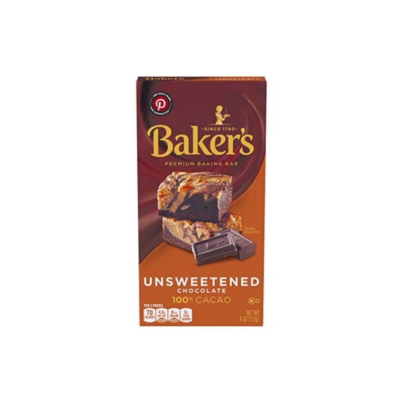 Baker's Unsweetened Baking Chocolate Bar, 4 Oz (Pack of 3)