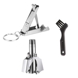 Zerodeko Kit de Tijeras para Cortar Vello Nasal y Cortaúñas en Acero Inoxidable Cepillo Pequeño, Compacto y Práctico para Cuidado Personal Diario