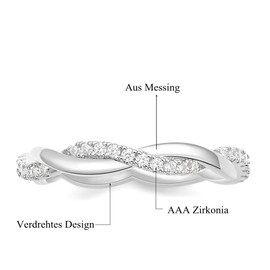 Titaniumcentral Women's Eternity Ring Cubic Zirconia Narrow Front Ring Rose Gold Silver Twisted Engagement Rings Wedding Rings, Copper