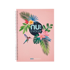 nu: Notebooks | Evolve Tropical Range | Recycled A4 Notebook | Pink | 120 Pages | 80 GSM