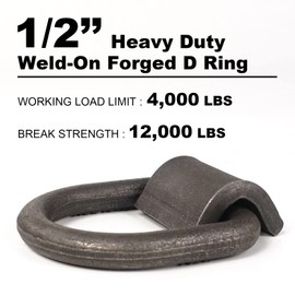 AYMMIC 1/2" Heavy Duty Weld-On Forged D Ring with MBS:12,000 lbs, D-Ring Tie Down Anchor with Weld On Anchor Points for Trailer, Truck Cargo, RV, ATV Tiedowns, Farm Applications etc (12 Pack)