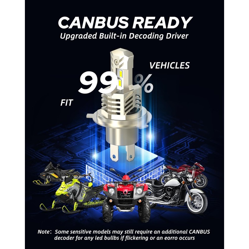 AUTOONE Latest 9003 H4 HB2 LED Bulbs Motorcycle Hi Lo