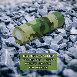 CASEMATIX CM Stainless Steel Pocket Spittoon 5-Ounce Travel Spit Cup - Portable Dip Spit Bottle with Camo Design, Spitoon for Car Wide Mouth Reusable Spit Cups for Chew