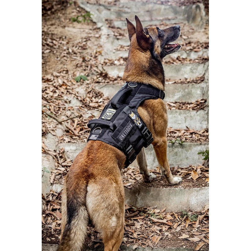 OneTigris Tactical Large Dog Harness, 5X Metal Buckled No Pull