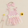Newborn Baby Girl Cute Outfit Sleeveless Flower Print Tulle Patchwork