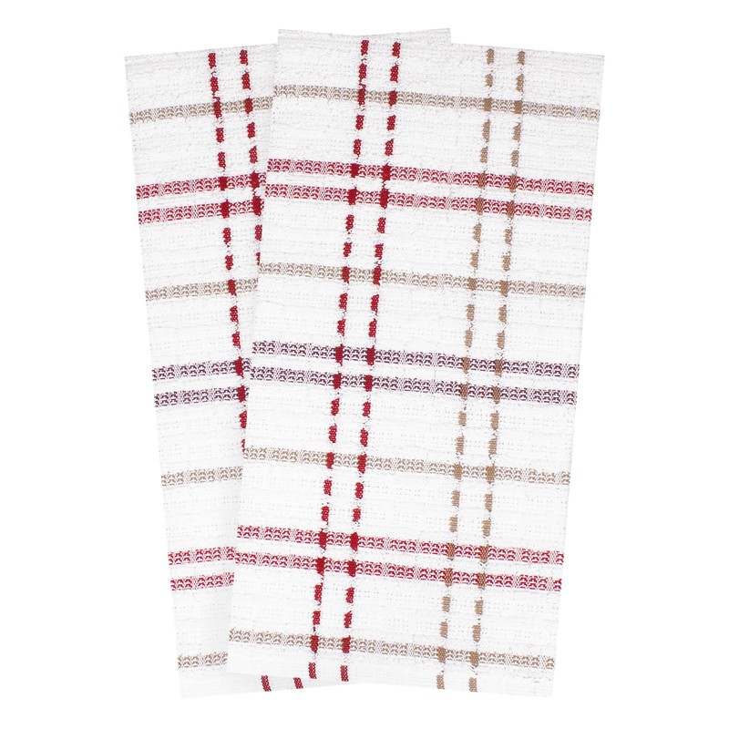 Ritz 13161 Royale Collection Check Kitchen Towel Set, 2-Piece, Mocha