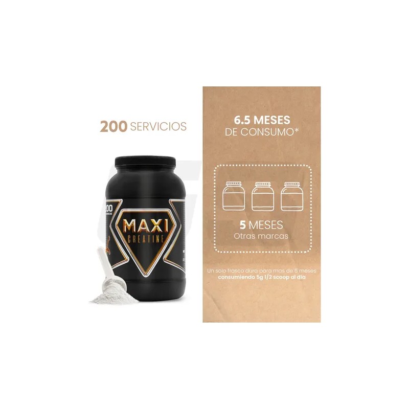 Maxi Creatina Monohidratada 1 Kg 200 Serv Varios Sabores