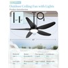 46" Outdoor Ceiling Fan with Lights,Plug in Hanging,IP65 Waterproof(Black)