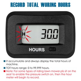 Runleader Digital Maintenance Hour Counter, AC/DC 5 V to 277 V for ZTR Lawn Mower Tractor Generator Motorcycle Motorhome Motorhome Milling Machine etc.