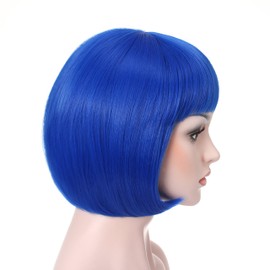 Onedor 10" Short Straight Hair Flapper Cosplay Costume Bob Wig (T2512 - Blue)