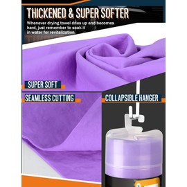 Premium Car Drying Towel, Super Absorbent 26"x17" Large Chamois Cloth Shammy Towel for Vehicle, Reusable Chamois Shammy Towel for Car, Bathroom, Dust Remove, No Spots/Streak/Scratch, Purple
