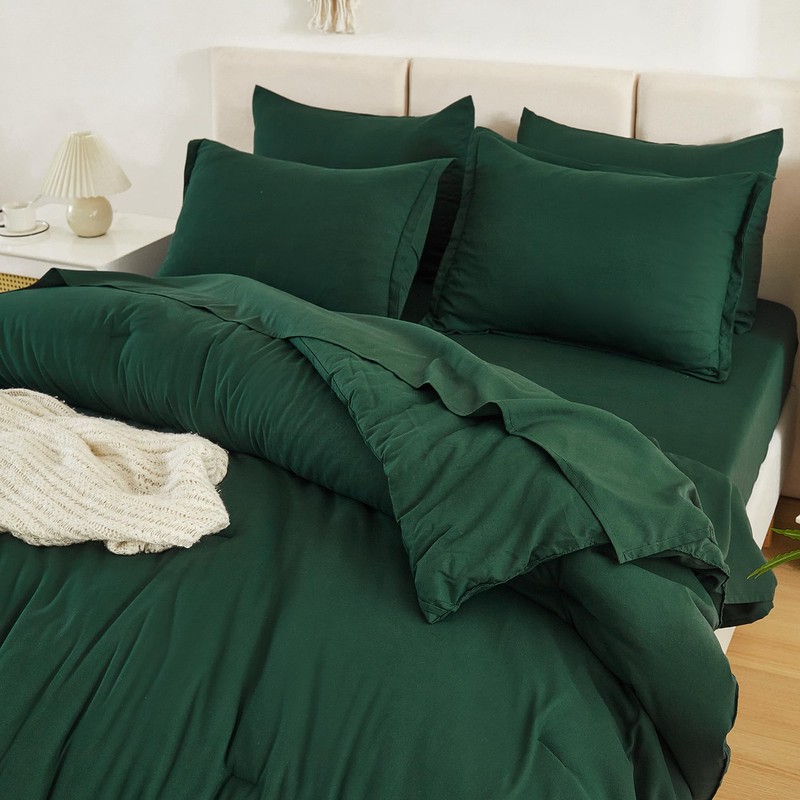 Litanika California King Comforter Set Dark Emerald Green - 7