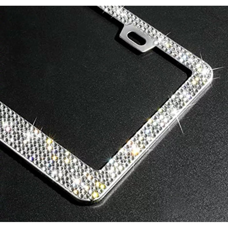 BLVD Rhinestone Unbreakable License Plate Frames Crystal Glitter Label Car