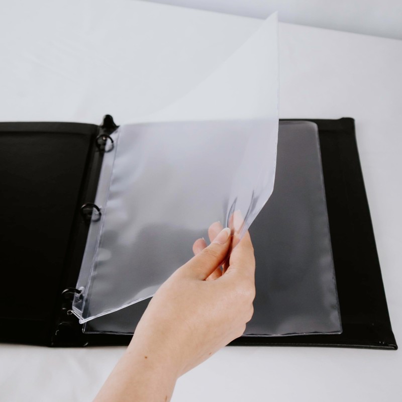 Risch Heavy-Duty 3-Hole Punched Clear Vinyl Page Protectors, Plastic Sleeves