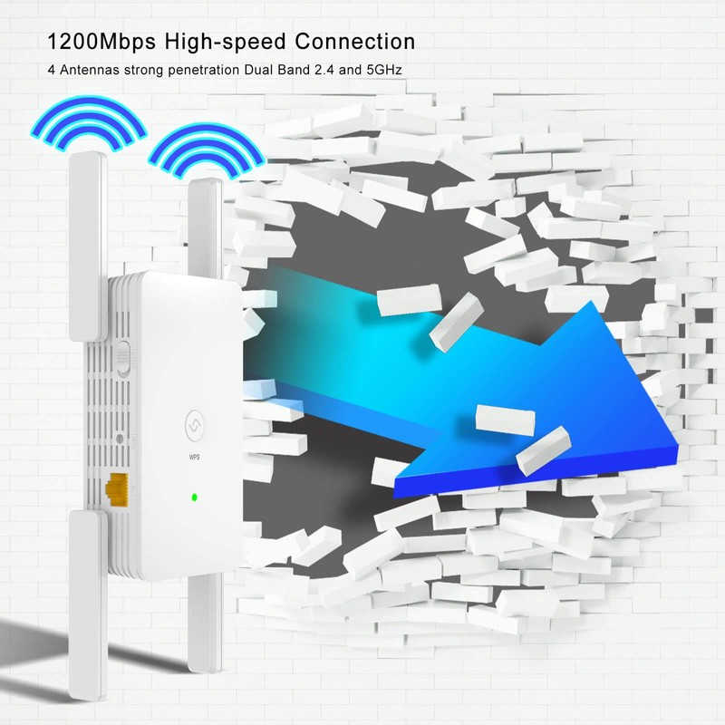 WiFi Extender Signal Booster for Home - 1.2Gbps Latest Up