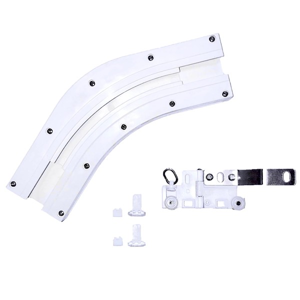 ABALON Curtain Rail Angle for Trifold Enclosure, 135°, White, with Articulated Slide, Curved Rail (135°)