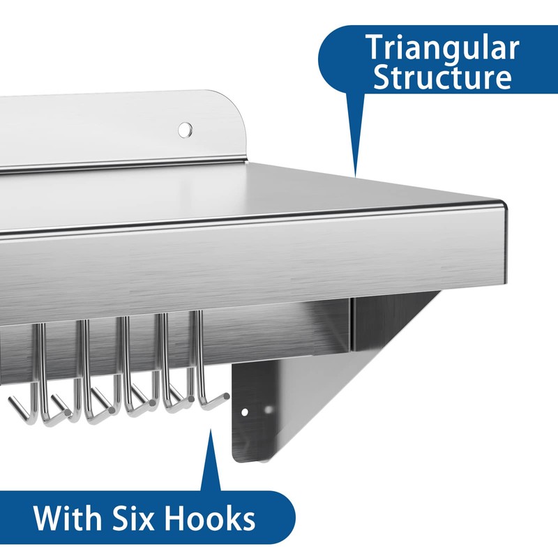 Garvee 12 in x24 in Stainless Steel Shelf, Multifunctional Metal