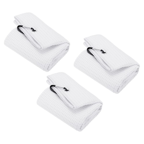 PATIKIL 20"x16" Tri-Fold Golf Towels, 3 Pack Waffle Pattern Towels