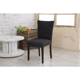 Super Fit 2-Way Stretch Dining Chair Cover Marion Seat Width 13.4 x 19.7 x Back Height 15.7 x 21.7 inches (34 x 50 x 55 cm), 1 Piece (Black)