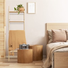 HYBDAMAI 5-Tier Blanket Ladder – 4.8 Ft Wall Leaning Quilt Rack, Farmhouse Blanket Storage for Living Room, Bedroom & Bathroom – Rustic Decorative Wooden Towel & Quilt Holder, Easy to Assemble