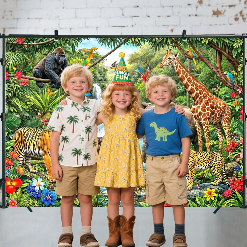 VBS 2026 Rainforest Falls Backdrop, Tropical Rain Forest Adventure Kids