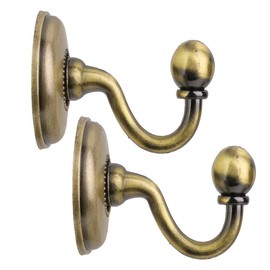 NUOLUX 2Pcs Vintage Alloy Pommel Curtain Holdbacks Tieback Hooks Door Wall Hat Coat Hangers (Bronze)