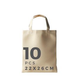 POLHIM Cotton Jute Bag Small 145 g/m² Size 22 x 26 cm Ideal for Painting, Natural, Pack of 10, beige