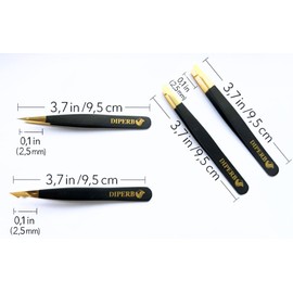 DIPERB Premium Eyebrow Tweezers Set – 4 Gold Precision Tools with Luxury Leather Case – Slant, Pointed, Flat, Angled – Professional Beauty Kit for Women & Men