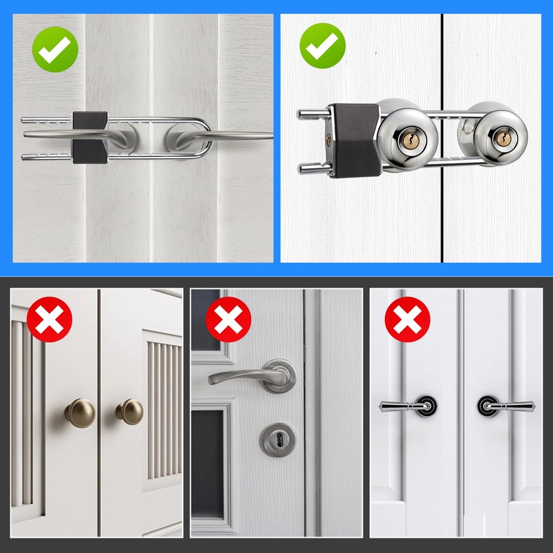 BLMHTWO French Door Lock, Metal Double Door Locks for French