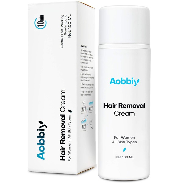 AOBBIY Hair Removal Cream for Women, Women's Depilatory Cream, Powerful, Effective 10 Minutes, No smell, Non-Irritating, Gently Remove Anywhere Unwanted Hair, For All Skin Type, 100ML