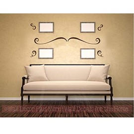 Swirls Set of 6 Vinyl Stickers Wall Art Decals Kitchen Living Room Home Décor Chocolate Brown