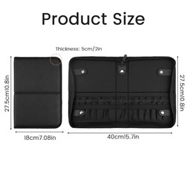 Black Travel Makeup Brush Holder,Waterproof Stand-Up Makeup Brushes Organizer, Portable Makeup Brush Holder Travel Case (BAG-876-30holes)