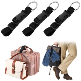 3Pcs Add a Bag Luggage Strap, Adjustable Suitcase Straps with Clips, Hands-Free Jacket Gripper for Connecting Luggage Backpack, Travel Accessories, Carry Your Extra Bags (Black)