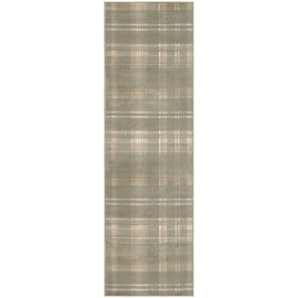Homeroots 10' Olive Green and Ivory Plaid Runner Rug